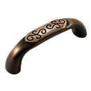 RK International [CP-615-BE] Solid Brass Cabinet Pull Handle - Palermo Series - Ornate Middle - Brushed English Finish - 3 7/16" L