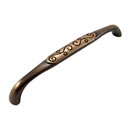 RK International [CP-617-BE] Solid Brass Cabinet Pull Handle - Palermo Series - Ornate Middle - Large Oversized - Brushed English Finish - 8 1/2" L