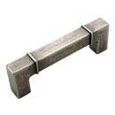 RK International [CP-631-WN] Solid Brass Cabinet Pull Handle - Newbury Series - Rectangle w/ Lines at Edges - Weathered Nickel Finish - 4 3/8" L