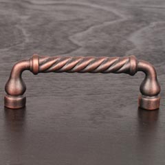 RK International [CP-800-DC] Solid Brass Cabinet Pull Handle - Twisted - Standard Size - Distressed Copper Finish - 3&quot; C/C - 3 1/2&quot; L