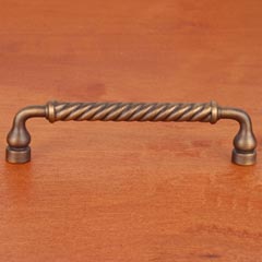 RK International [CP-801-AE] Solid Brass Cabinet Pull Handle - Twisted - Oversized - Antique English Finish - 5&quot; C/C - 5 1/2&quot; L