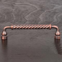 RK International [CP-801-DC] Solid Brass Cabinet Pull Handle - Twisted - Oversized - Distressed Copper Finish - 5&quot; C/C - 5 1/2&quot; L