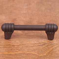 RK International [CP-813-RB] Solid Brass Cabinet Pull Handle - Distressed Rod w/ Swirl Ends - Standard Size - Oil Rubbed Bronze Finish -3&quot; C/C - 3 7/8&quot; L