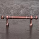 RK International [CP-815-DC] Solid Brass Cabinet Pull Handle - Plain w/ Decorative Ends - Standard Size - Distressed Copper Finish - 3" C/C - 4 5/8" L