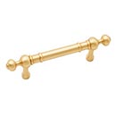 RK International [CP-815-SB] Solid Brass Cabinet Pull Handle - Plain w/ Decorative Ends - Standard Size - Satin Brass Finish - 3" C/C - 4 5/8" L