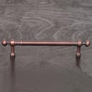 RK International [CP-816-DC] Solid Brass Cabinet Pull Handle - Plain w/ Decorative Ends - Oversized - Distressed Copper Finish - 5&quot; C/C - 6 5/8&quot; L