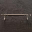 RK International [CP-816-P] Solid Brass Cabinet Pull Handle - Plain w/ Decorative Ends - Oversized - Satin Nickel Finish - 5&quot; C/C - 6 5/8&quot; L