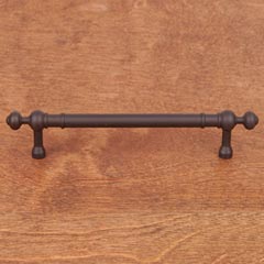 RK International [CP-816-RB] Solid Brass Cabinet Pull Handle - Plain w/ Decorative Ends - Oversized - Oil Rubbed Bronze Finish - 5&quot; C/C - 6 5/8&quot; L