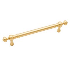 RK International [CP-816-SB] Solid Brass Cabinet Pull Handle - Plain w/ Decorative Ends - Oversized - Satin Brass Finish - 5&quot; C/C - 6 5/8&quot; L