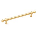 RK International [CP-816-SB] Solid Brass Cabinet Pull Handle - Plain w/ Decorative Ends - Oversized - Satin Brass Finish - 5" C/C - 6 5/8" L