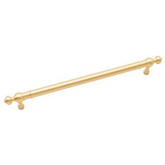RK International [CP-817-SB] Solid Brass Cabinet Pull Handle - Plain w/ Decorative Ends - Oversized - Satin Brass Finish - 8&quot; C/C - 9 11/16&quot; L