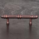 RK International [CP-859-DC] Solid Brass Cabinet Pull Handle - Lined Rod w/ Petal Ends - Standard Size - Distressed Copper Finish - 3" C/C - 4 7/8" L