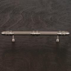 RK International [CP-860-P] Solid Brass Cabinet Pull Handle - Lined Rod w/ Petal Ends - Oversized - Satin Nickel Finish - 5&quot; C/C - 7 3/4&quot; L