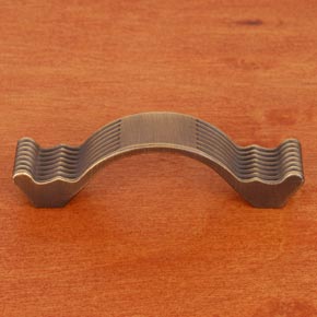 RK International [CP-870-AE] Solid Brass Cabinet Pull Handle - Wavy Contoured w/ Lines - Antique English Finish - 3 7/8" L