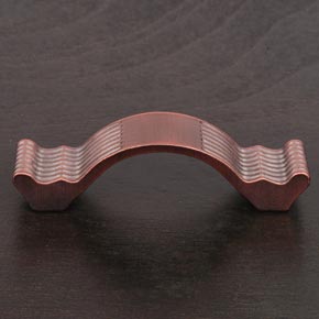 RK International [CP-870-DC] Solid Brass Cabinet Pull Handle - Wavy Contoured w/ Lines - Distressed Copper Finish - 3 7/8" L