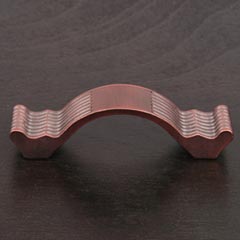 RK International [CP-870-DC] Solid Brass Cabinet Pull Handle - Wavy Contoured w/ Lines - Standard Size - Distressed Copper Finish - 3" C/C - 3 7/8" L