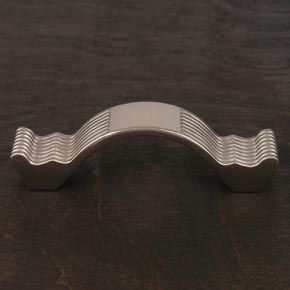 RK International [CP-870-P] Solid Brass Cabinet Pull Handle - Wavy Contoured w/ Lines - Pewter Finish - 3 7/8" L