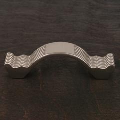 RK International [CP-870-P] Solid Brass Cabinet Pull Handle - Wavy Contoured w/ Lines - Standard Size - Satin Nickel Finish - 3" C/C - 3 7/8" L