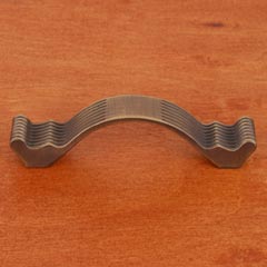 RK International [CP-871-AE] Solid Brass Cabinet Pull Handle - Wavy Contoured w/ Lines - Standard Size - Antique English Finish - 3 1/2" C/C - 4 3/8" L