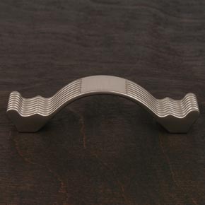 RK International [CP-871-P] Solid Brass Cabinet Pull Handle - Wavy Contoured w/ Lines - Pewter Finish - 4 1/4" L