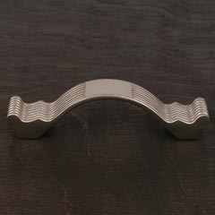 RK International [CP-871-P] Solid Brass Cabinet Pull Handle - Wavy Contoured w/ Lines - Standard Size - Satin Nickel Finish - 3 1/2" C/C - 4 3/8" L