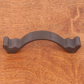 RK International [CP-871-RB] Solid Brass Cabinet Pull Handle - Wavy Contoured w/ Lines - Oil Rubbed Bronze Finish - 4 1/4" L