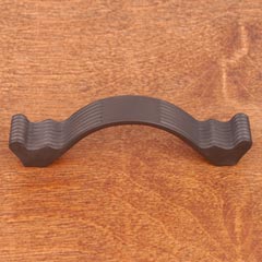RK International [CP-871-RB] Solid Brass Cabinet Pull Handle - Wavy Contoured w/ Lines - Standard Size - Oil Rubbed Bronze Finish - 3 1/2" C/C - 4 3/8" L