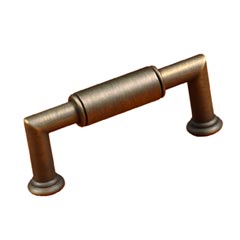 RK International [CP-880-AE] Solid Brass Cabinet Pull Handle - Cylinder Middle - Standard Size - Antique English Finish - 3&quot; C/C - 3 19/32&quot; L