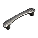 RK International [CP-883-P] Solid Brass Cabinet Pull Handle - Ridges at Edge - Pewter Finish - 3 7/8" L