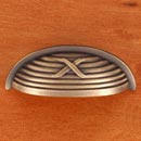 RK International [CF-956-AE] Solid Brass Cabinet Cup Pull - Lines & Single Cross Rounded - Antique English Finish - 3 3/4" L