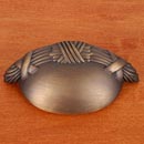 RK International [CF-957-AE] Solid Brass Cabinet Cup Pull - Lines & Crosses Edge - Antique English Finish - 3 3/4" L