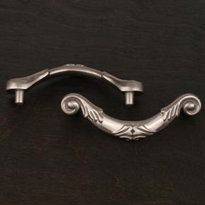 RK International [CP-803-P] Solid Brass Cabinet Rigid Drop Pull - Small Ornate Curved - Pewter Finish - 3 7/8" L