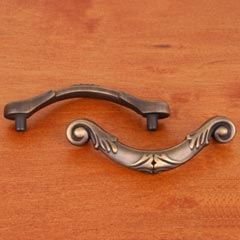 RK International [CP-803-AE] Solid Brass Cabinet Rigid Drop Pull - Small Ornate Curved - Standard Size - Antique English Finish - 3&quot; C/C - 3 3/16&quot; L