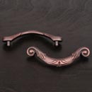 RK International [CP-804-DC] Solid Brass Cabinet Rigid Drop Pull - Large Ornate Curved - Standard Size - Distressed Copper Finish - 3 1/2" C/C - 4 1/2" L