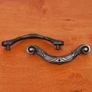 RK International [CP-804-DN] Solid Brass Cabinet Rigid Drop Pull - Large Ornate Curved - Standard Size - Distressed Nickel Finish - 3 1/2" C/C - 4 1/2" L