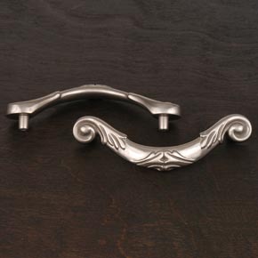 RK International [CP-804-P] Solid Brass Cabinet Rigid Drop Pull - Large Ornate Curved - Pewter Finish - 4 3/8" L