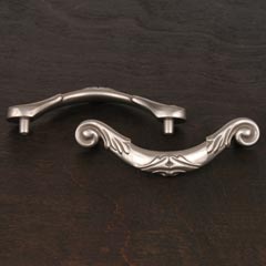 RK International [CP-804-P] Solid Brass Cabinet Rigid Drop Pull - Large Ornate Curved - Standard Size - Satin Nickel Finish - 3 1/2&quot; C/C - 4 1/2&quot; L