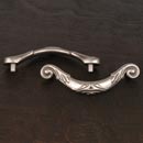 RK International [CP-804-P] Solid Brass Cabinet Rigid Drop Pull - Large Ornate Curved - Standard Size - Satin Nickel Finish - 3 1/2&quot; C/C - 4 1/2&quot; L