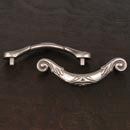 RK International [CP-804-P] Solid Brass Cabinet Rigid Drop Pull - Large Ornate Curved - Standard Size - Satin Nickel Finish - 3 1/2&quot; C/C - 4 1/2&quot; L
