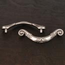 RK International [CP-804-P] Solid Brass Cabinet Rigid Drop Pull - Large Ornate Curved - Standard Size - Satin Nickel Finish - 3 1/2" C/C - 4 1/2" L