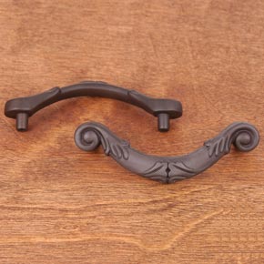 RK International [CP-804-RB] Solid Brass Cabinet Rigid Drop Pull - Large Ornate Curved - Oil Rubbed Bronze Finish - 4 3/8" L