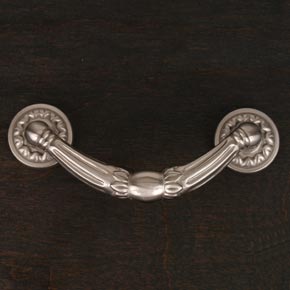 RK International [CP-864-P] Solid Brass Cabinet Rigid Drop Pull - Ornate w/ Petal Rosettes - Pewter Finish - 4" L