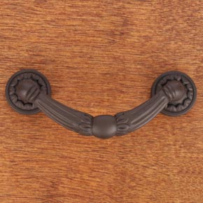 RK International [CP-864-RB] Solid Brass Cabinet Rigid Drop Pull - Ornate w/ Petal Rosettes - Oil Rubbed Bronze Finish - 4" L