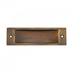 RK International [CF-5631-AE] Solid Brass Cabinet Flush Pull - Thin Rectangle - Antique English Finish - 4 1/2" L - 3/8" Recess