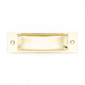 RK International [CF-5631] Solid Brass Cabinet Flush Pull - Thin Rectangle - Polished Brass Finish - 4 1/2" L - 3/8" Recess