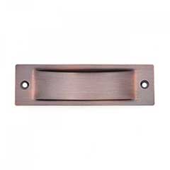RK International [CF-5631-DC] Solid Brass Cabinet Flush Pull - Thin Rectangle - Distressed Copper Finish - 4 1/2" L - 3/8" Recess