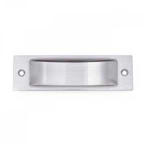 RK International [CF-5631-P] Solid Brass Cabinet Flush Pull - Thin Rectangle - Satin Nickel Finish - 4 1/2" L - 3/8" Recess