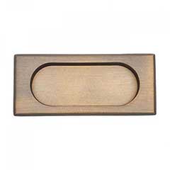 RK International [CF-5632-AE] Solid Brass Cabinet Flush Pull - Thick Rectangle - Antique English Finish - 4&quot; L - 7/16&quot; Recess