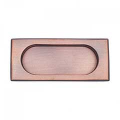 RK International [CF-5632-DC] Solid Brass Cabinet Flush Pull - Thick Rectangle - Distressed Copper Finish - 4&quot; L - 7/16&quot; Recess
