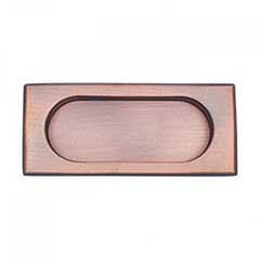 RK International [CF-5632-DC] Solid Brass Cabinet Flush Pull - Thick Rectangle - Distressed Copper Finish - 4&quot; L - 7/16&quot; Recess